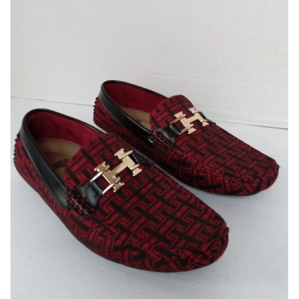 Patterned Loafers Gold Buckle Accent Slip‎ On Driving Shoes
